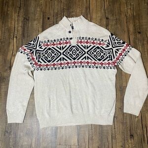 Chaps Mens Thick Knit Nordic Mock Neck Henley Sweater XXL